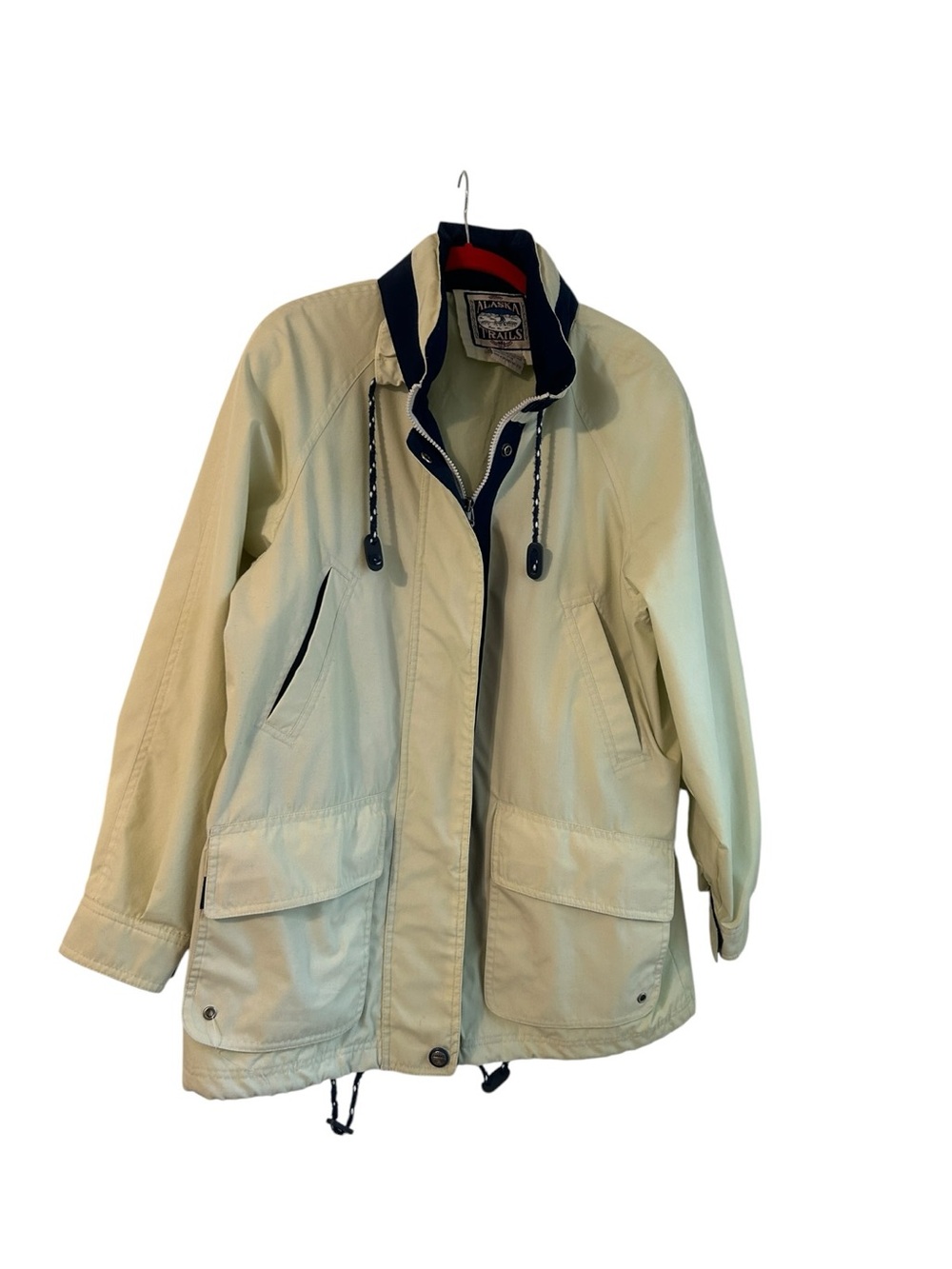 Vintage Women's cream navy Alaska Trails windbreaker/jacket